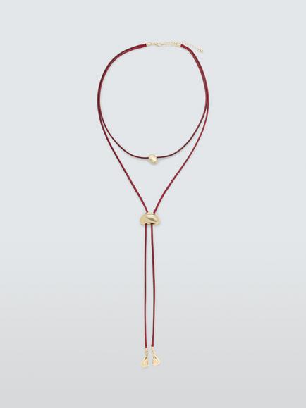 John Lewis Polished Double Layer Necklace, Burgundy/Gold, Burgundy/Gold