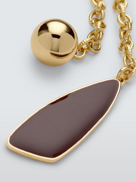 John Lewis Enamel and Sphere Drop Y-Shape Necklace, Gold/Brown - view 2, Gold/Brown