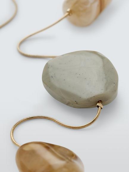 John Lewis Long Mixed Stone Drop Necklace, Gold/Multi - view 2, Gold/Multi