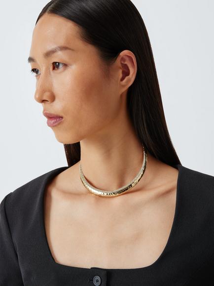 John Lewis Diamante Collar Necklace, Gold - view 2, Gold