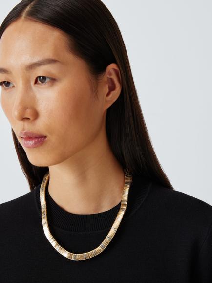 John Lewis Stacked Link Necklace, Gold/Silver - view 2, Gold/Silver
