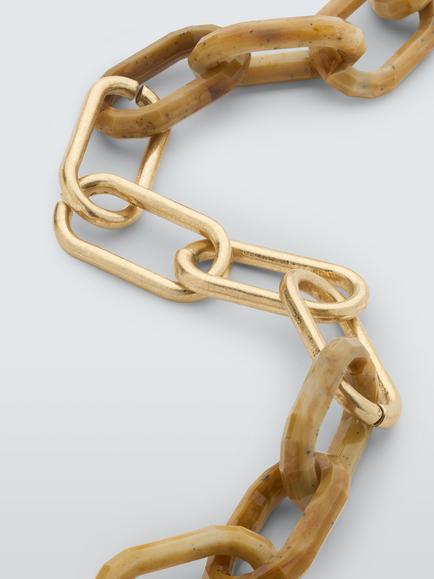 John Lewis Resin Link Chain Necklace, Beige/Gold - view 2, Beige/Gold