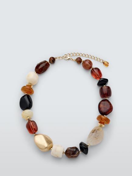 John Lewis Statement Multi Bead Necklace, Gold/Multi, Gold/Multi