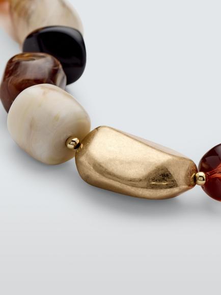 John Lewis Statement Multi Bead Necklace, Gold/Multi - view 2, Gold/Multi