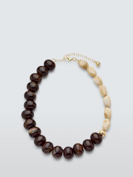 John Lewis Short Beaded Statment Necklace, Brown/Cream, Brown/Cream