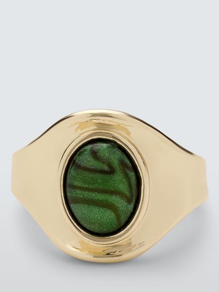 John Lewis Swirl Stone Ring, Gold/Green, M 1/2, Gold/Green