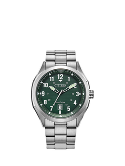Citizen AW1890-51X Men's Terra Force Round Bracelet Strap Watch, Green, Green