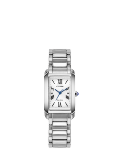 Citizen EW5620-55A Women's L Bianca Rectangular Bracelet Strap Watch, Silver, Silver