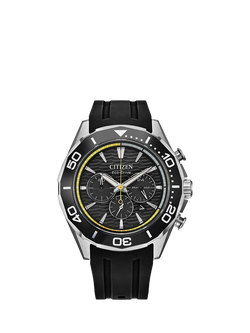 Citizen CA4730-08E Men's Sport Chronograph rubber Strap Watch, Black, Black