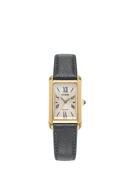Citizen EW5622-09P Women's L Bianca Rectangular Leather Strap Watch, Champagne, Champagne