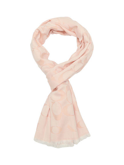 Coach Signature Silk Blend Scarf, Blush - view 2, Blush