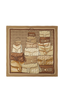 Coach Stacked Tabby Print Silk Scarf, Tan, Tan