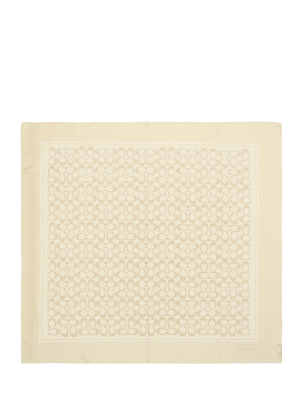 Coach Textured Signature Silk Scarf, Chalk, Chalk