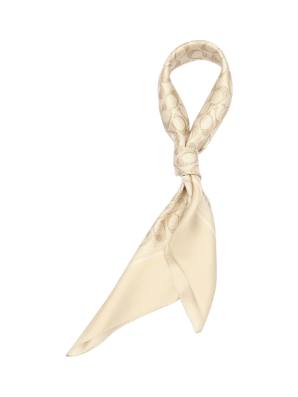 Coach Textured Signature Silk Scarf, Chalk - view 2, Chalk