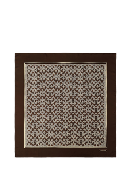 Coach Textured Signature Silk Scarf, Maple, Maple