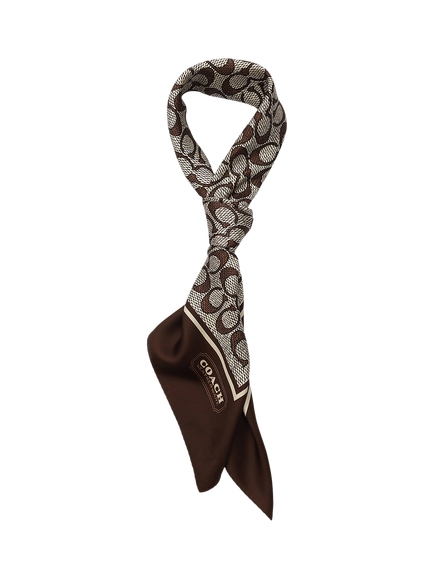 Coach Textured Signature Silk Scarf, Maple - view 2, Maple