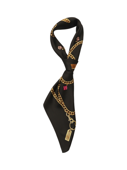 Coach Charms Print Silk Square Scarf, Black - view 2, Black