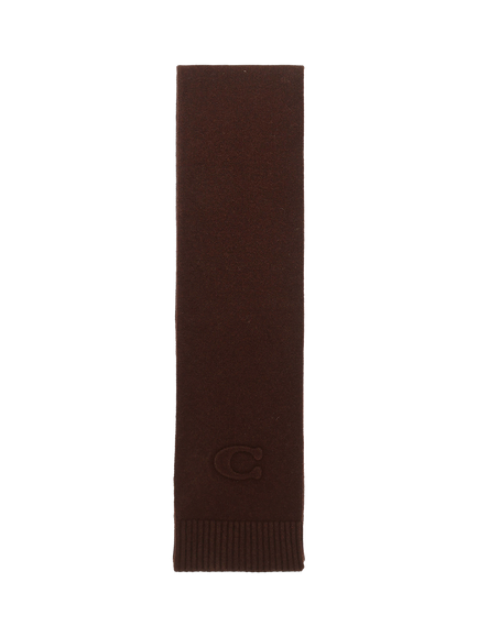 Coach Embossed Wool Rich Knit Scarf, Maple, Maple