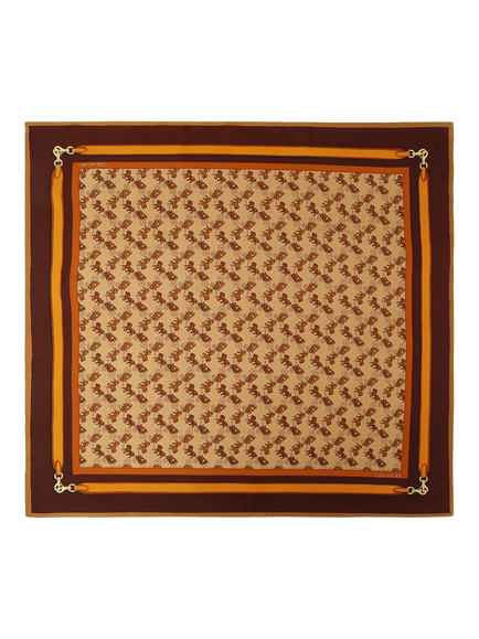 Coach Horse & Carriage Print Silk Square Scarf, Brown, Brown