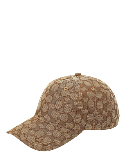 Coach Signature Jacquard Baseball Cap, Tan, Tan