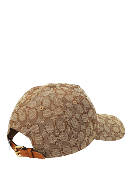 Coach Signature Jacquard Baseball Cap, Tan - view 2, Tan