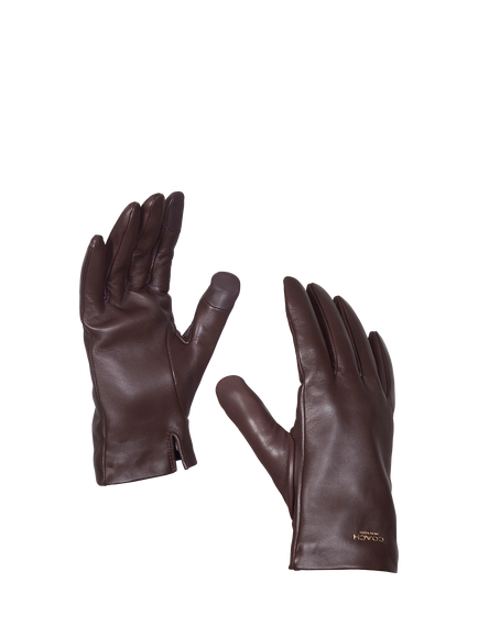 Coach Technical Leather Gloves, Maple - view 2, Maple