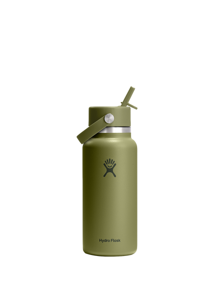 Hydro Flask Double Wall Vacuum Insulated Stainless Steel Wide Mouth Flip Straw Drinks Bottle, 946ml, Palmer Green