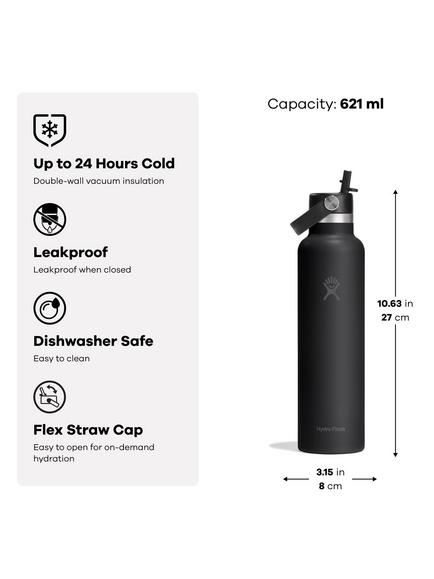 Hydro Flask Double Wall Vacuum Insulated Stainless Steel Flip Straw Drinks Bottle, 621ml - view 2, Utopia Purple