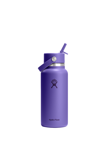 Hydro Flask Double Wall Vacuum Insulated Stainless Steel Wide Mouth Flip Straw Drinks Bottle, 946ml, Utopia Purple, Utopia Purple