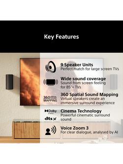 Sony Bravia Theatre Trio HT-A8 Wi-Fi Bluetooth Soundbar with 360 Spatial Sound Mapping, Dolby Atmos, DTS:X, & Wireless Speakers, Black - view 2, Black