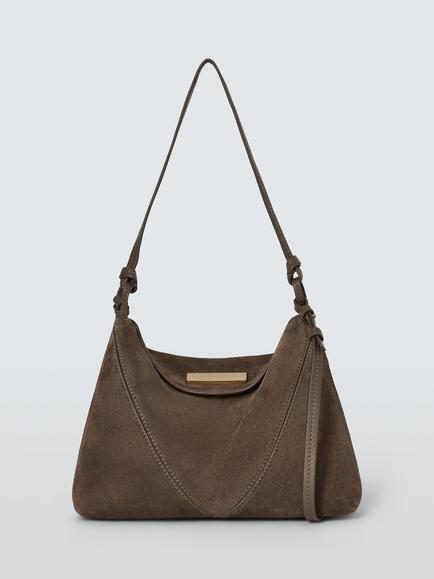 John Lewis Intentional Mini Shoulder Bag, Dark Stone, Drk Stone Suede