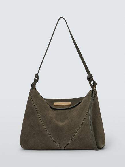 John Lewis Intentional Mini Shoulder Bag, Hunting Green, Hunting Green Suede