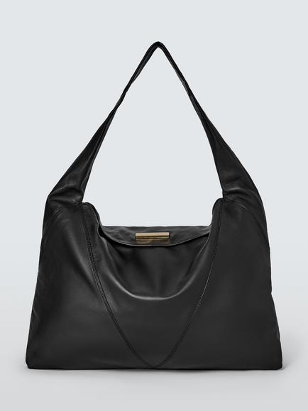 John Lewis Intentional Maxi Leather Tote Bag, Black, Black