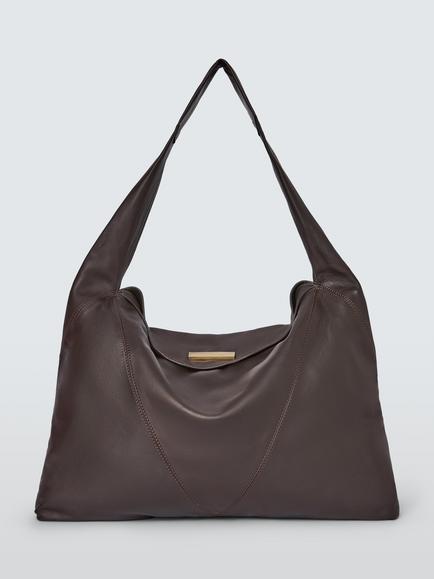 John Lewis Intentional Maxi Leather Tote Bag, Chocolate, Choc