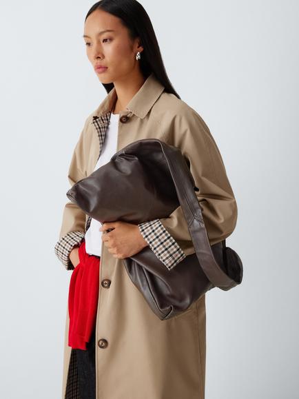 John Lewis Intentional Maxi Leather Tote Bag, Chocolate - view 2, Choc