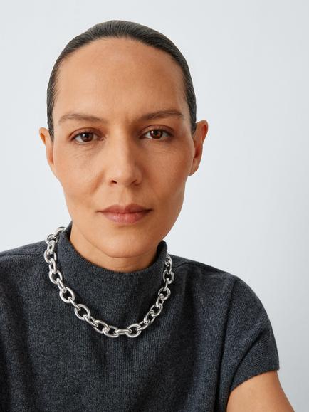 John Lewis AREZZO Chunky Chain Link Necklace, Silver - view 2, Silver