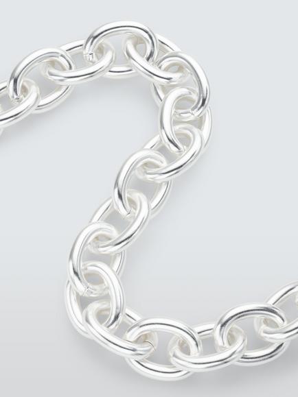 John Lewis AREZZO Chunky Chain Link Necklace, Silver - view 2, Silver