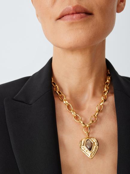 John Lewis MODENA Necklace, Gold/Brown - view 2, Gold/Brown