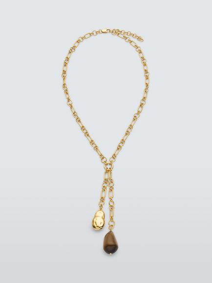 John Lewis NOVARA Drop Pendant Necklace, Gold/Brown, Gold/Brown