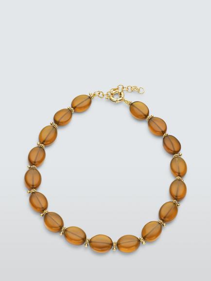 John Lewis PERLINE Beaded Necklace, Brown/Gold, Brown/Gold