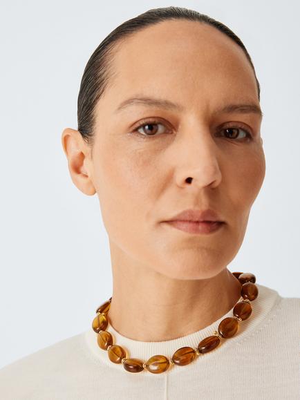 John Lewis PERLINE Beaded Necklace, Brown/Gold - view 2, Brown/Gold