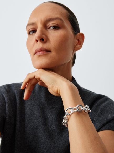 John Lewis AREZZO Chain Link Bracelet, Silver - view 2, Silver