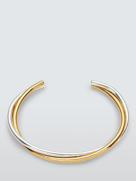 John Lewis BARI Open Bangle, Silver/Gold, Silver/Gold