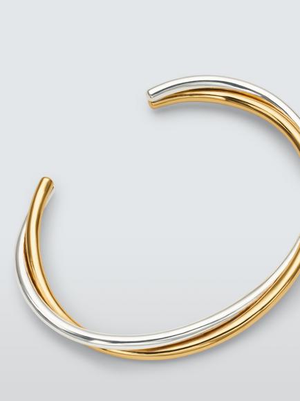 John Lewis BARI Open Bangle, Silver/Gold - view 2, Silver/Gold
