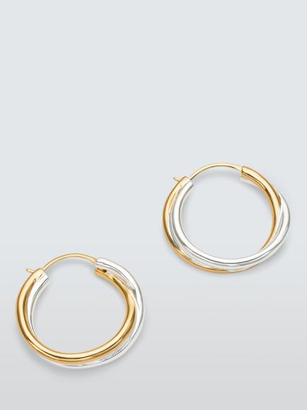 John Lewis BARI Hoop Earrings, Silver/Gold, Silver/Gold