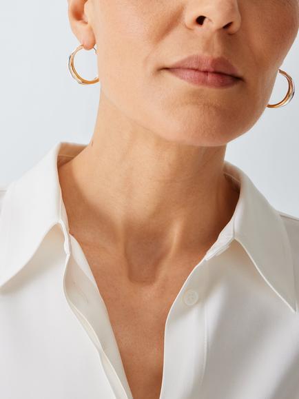 John Lewis BARI Hoop Earrings, Silver/Gold - view 2, Silver/Gold
