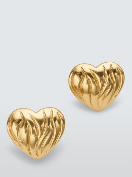 John Lewis CATANIA Heart Stud Earrings, Gold, Gold
