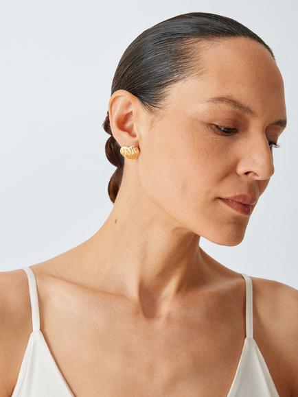 John Lewis CATANIA Heart Stud Earrings, Gold - view 2, Gold