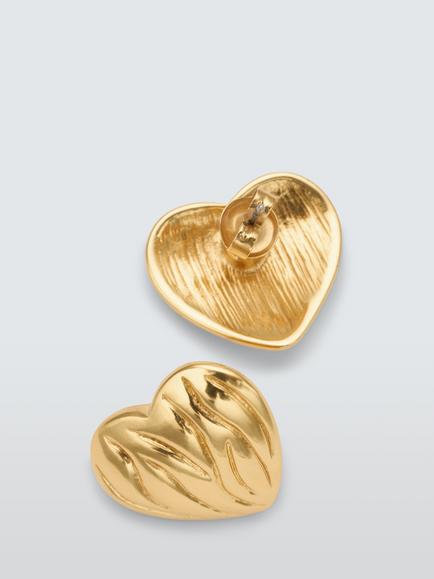 John Lewis CATANIA Heart Stud Earrings, Gold - view 2, Gold