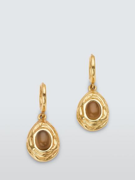 John Lewis LUCCA Drop Earrings, Gold/Brown, Gold